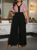 Macacão Plus Size Pantalona Elegante com Brilho