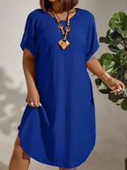 Vestido Plus Size Casual Soltinho Manga Curta
