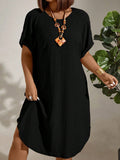 Vestido Plus Size Casual Soltinho Manga Curta