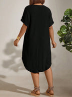 Vestido Plus Size Casual Soltinho Manga Curta