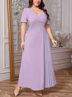 Vestido Plus Size Longo Elegante Plissado