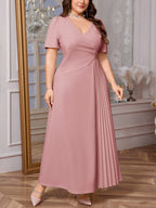 Vestido Plus Size Longo Elegante Plissado