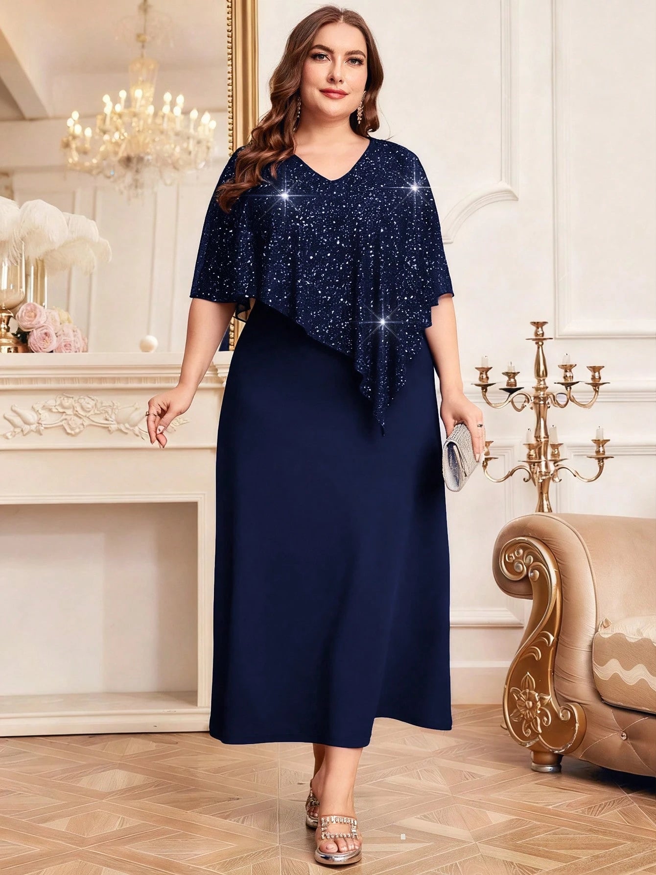 Vestido Plus Size Longo Festa com Brilho