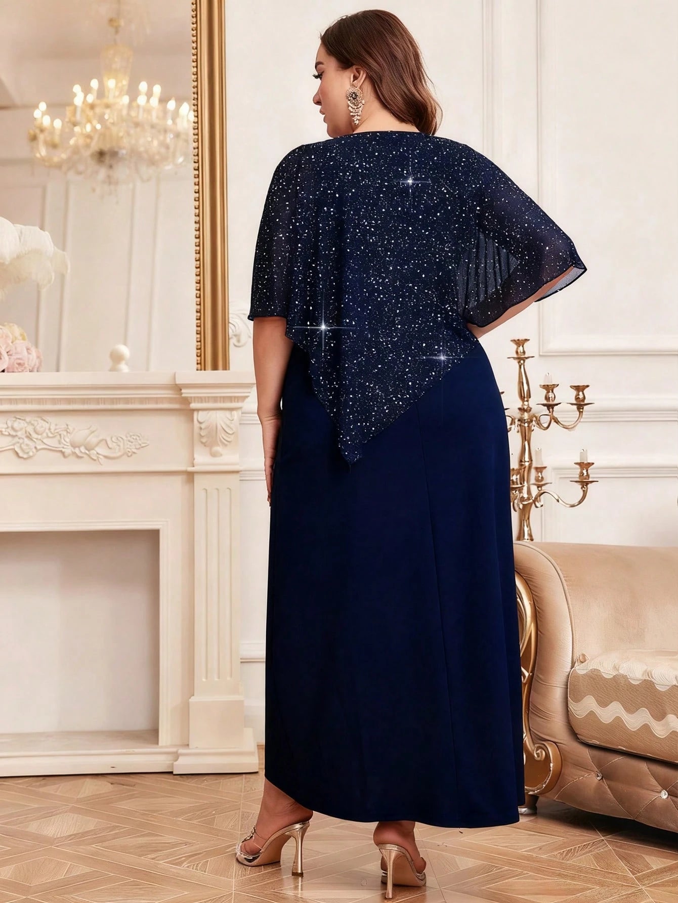 Vestido Plus Size Longo Festa com Brilho