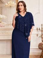 Vestido Plus Size Longo Festa com Brilho