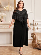 Vestido Plus Size Longo Festa com Brilho