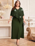Vestido Plus Size Longo Festa com Brilho