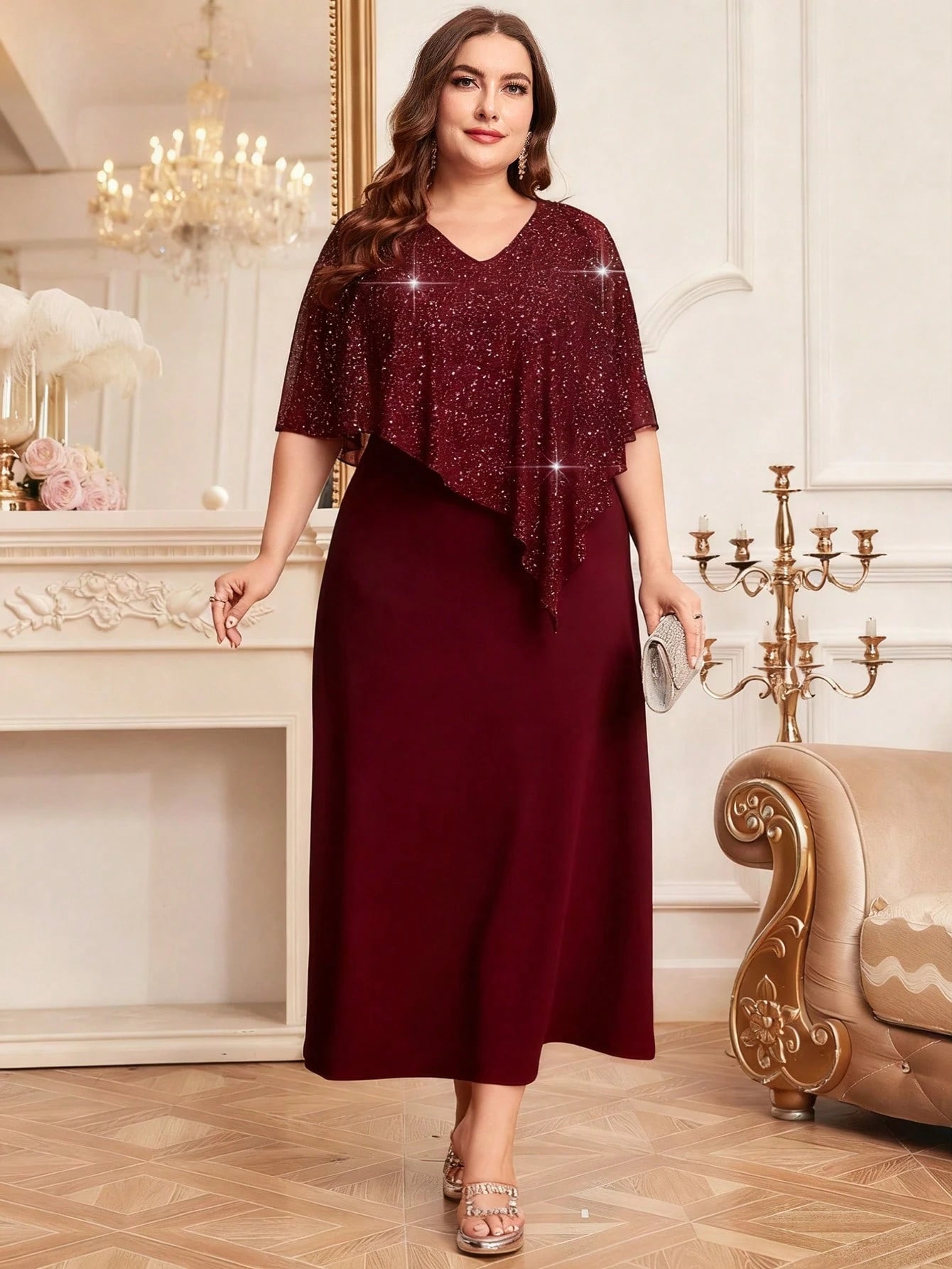 Vestido Plus Size Longo Festa com Brilho