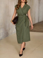 Vestido Plus Size Midi Social Transpassado