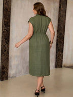 Vestido Plus Size Midi Social Transpassado