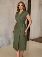 Vestido Plus Size Midi Social Transpassado