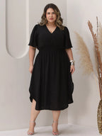 Vestido Plus Size Midi Transpassado Manga Curta