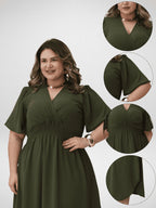 Vestido Plus Size Midi Transpassado Manga Curta