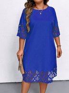 Vestido Plus Size Midi Vazado Meia Manga