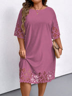 Vestido Plus Size Midi Vazado Meia Manga