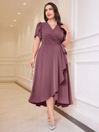 Vestido Plus Size Social Midi Transpassado
