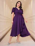 Vestido Plus Size Social Midi Transpassado